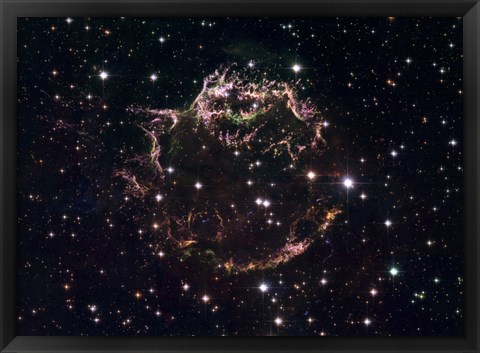 Framed Detailed view at the Tattered Remains of a Supernova Explosion known as Cassiopeia A Print