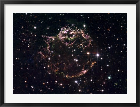 Framed Detailed view at the Tattered Remains of a Supernova Explosion known as Cassiopeia A Print