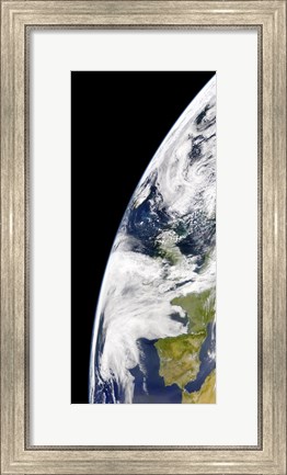 Framed View of Earth from Space Showing Phytoplankton Bloom Between Iceland and the United Kingdom Print