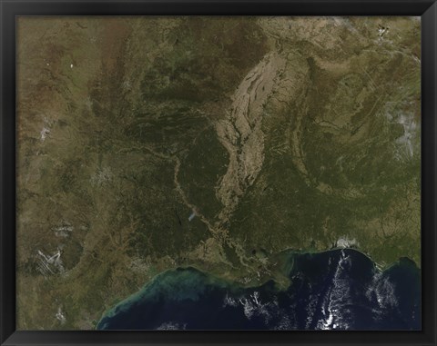 Framed Cloud-free view of the Southern United States Print