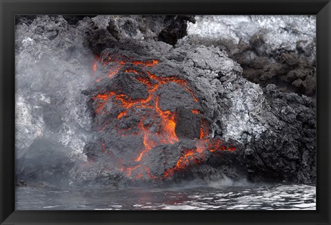 Framed Lava Flows from the Yemeni Island of Jazirat at-Tair after the Island Erupted Print