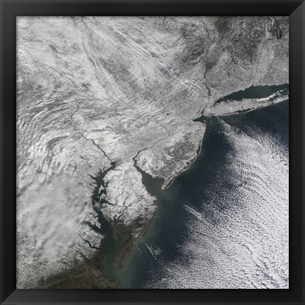 Framed Satellite view of a Nor&#39;easter Snow Storm over the Mid-Atlantic and Northeastern United States Print