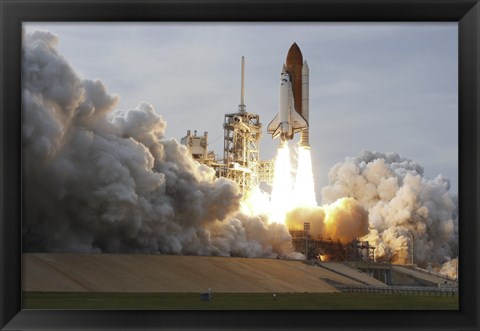 Framed Space Shuttle from Kennedy Space Center Takes Off Print