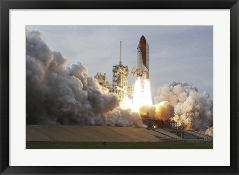 Framed Space Shuttle from Kennedy Space Center Takes Off Print