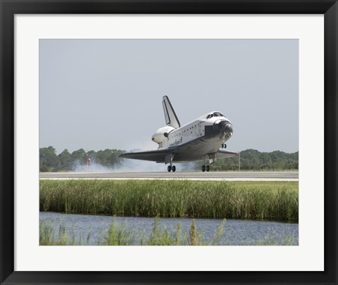 Framed Space Shuttle Endeavour touches down on the runway Print