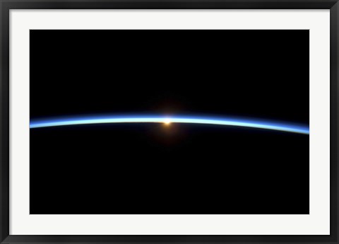 Framed Thin line of Earth&#39;s Atmosphere and the Setting Sun Print