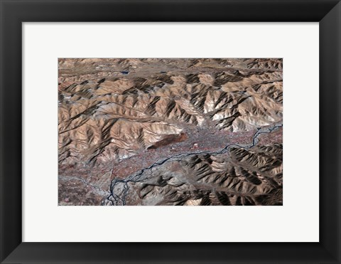 Framed Three-Dimensional view of the Landscape of Lhasa, Tibet Print