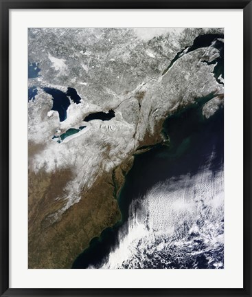 Framed Snow Cover Stretching from Canada Southward to West Virginia Print