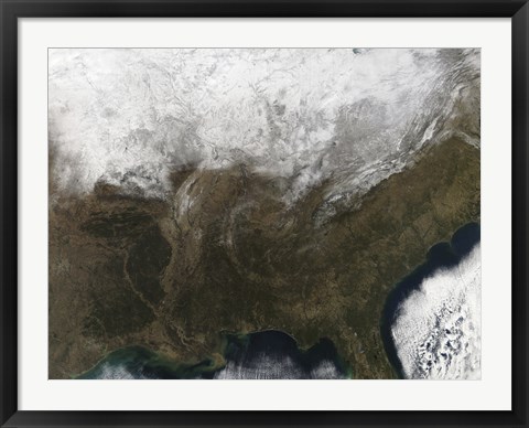 Framed Snow Cover over the United States Print