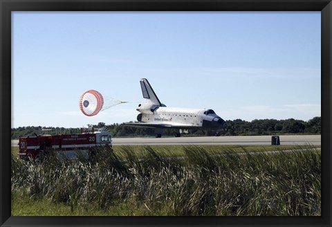 Framed Space Shuttle Atlantis Unfurls its Drag Chute upon Landing at Kennedy Space Center, Florida Print