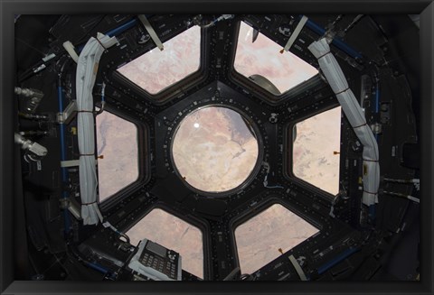 Framed Sahara Desert Visible through the Windows of the Cupola on the Tranquility Module Print