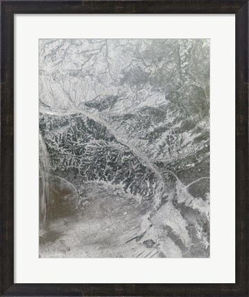 Framed Snowy and Hazy Central Russia showing the Ob River Print