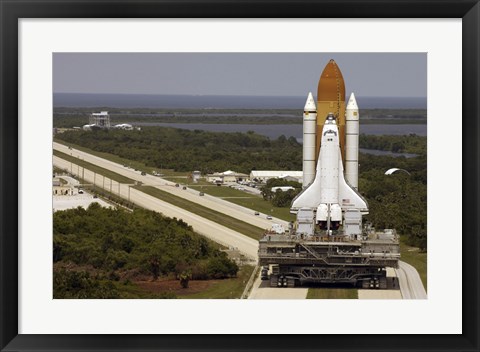 Framed Space Shuttle Discovery Resting on the Mobile Launcher Platform Print