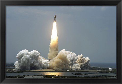 Framed Space Shuttle Atlantis Lifts off into the Sky Print