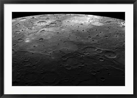 Framed Large Craters on the Planet Mercury Print