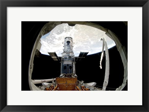 Framed Hubble Space Telescope, Locked Down in the Cargo Bay of Space Shuttle Atlantis Print