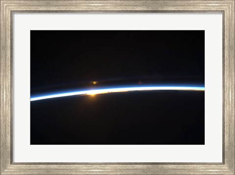 Framed Thin line of Earth&#39;s Atmosphere and the Rising Sun Print