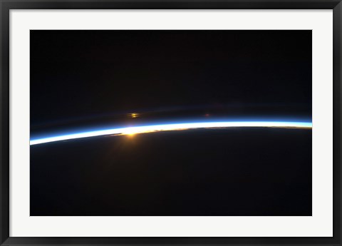 Framed Thin line of Earth&#39;s Atmosphere and the Rising Sun Print