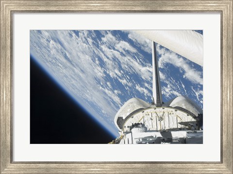 Framed Partial view of Space Shuttle Endeavour Backdropped against Earth Print