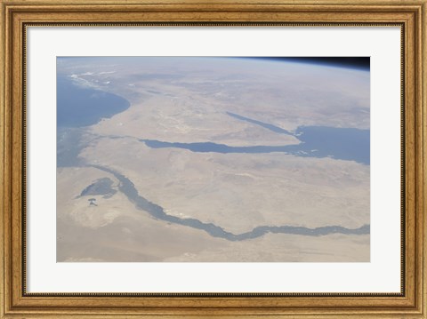 Framed Aerial view of the Egypt and the Sinai Peninsula along with part of the Mediterranean Sea and Red Sea Print