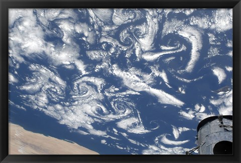 Framed Cloud Vortex Streets off the Coast of Northwestern Africa Print