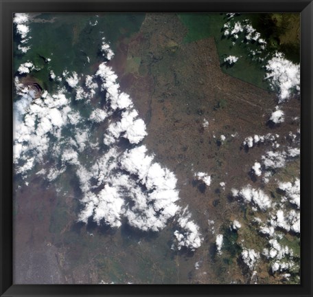 Framed Small Plume Rises from Nyiragongo Volcano in the Democratic Republic of the Congo Print