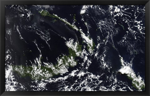 Framed volcanic Plume from the Rabaul Caldera Blows along the island of New Ireland Print