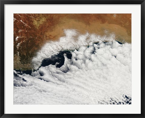 Framed Unusual Cloud Formations Crowd the Coastline of Australia Print