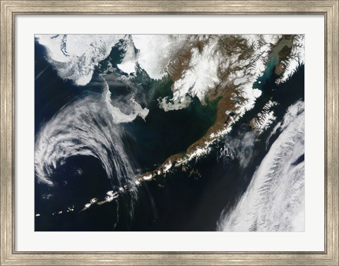 Framed Alaskan Peninsula and Aleutian Islands Print