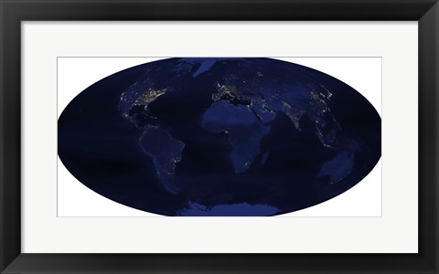 Framed Earth&#39;s Human-Generated Nighttime Lights for the Calendar Year 2003 Print