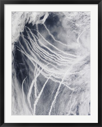 Framed Ship Tracks the Northern Pacific Ocean Print