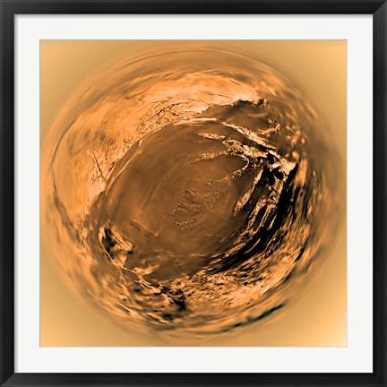 Framed Fish-Eye View of Titan&#39;s Surface Print