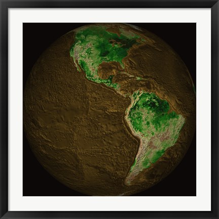 Framed Topographic Map of Earth Print