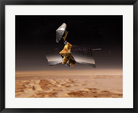 Framed Mars Reconnaissance Orbiter Passes above Planet Mars Print