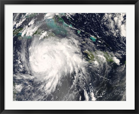 Framed Hurricane Gustav over Jamaica Print