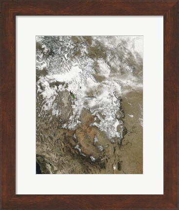 Framed high peaks of the Rocky Mountains covered with snow Print