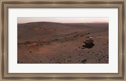 Framed Mars Exploration Rover Spirit on the flank of Husband Hill Print