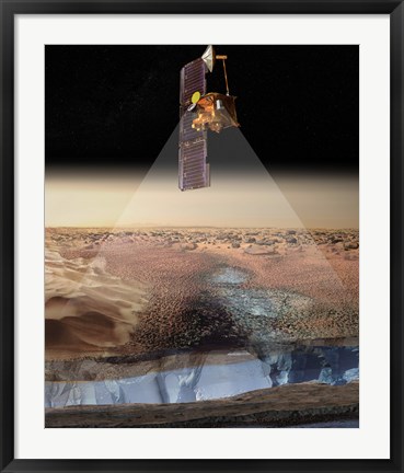 Framed Artist&#39;s View of Odyssey Detecting Ice Print