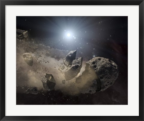 Framed White Dwarf Star Surrounded by a Disintegrating Asteroid Print