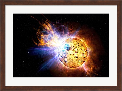 Framed Flare on the Star Known as EV Lacertae Print