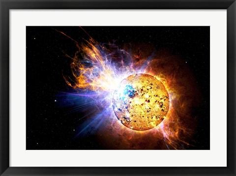 Framed Flare on the Star Known as EV Lacertae Print