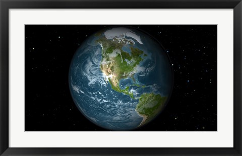 Framed Full Earth View Showing North America Print