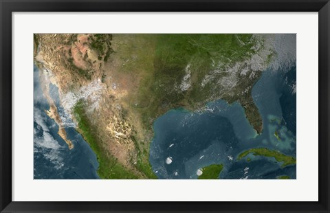 Framed View of Southern United States and Mexico Print