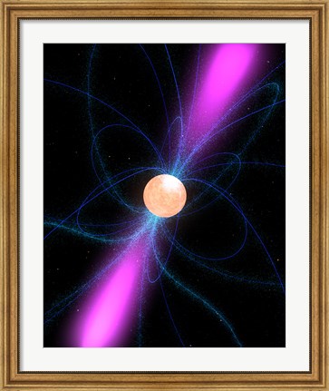 Framed Illustration of a Pulsar Print
