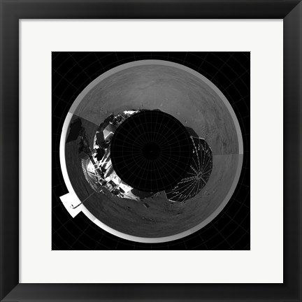 Framed Polar Projection of Mars Print