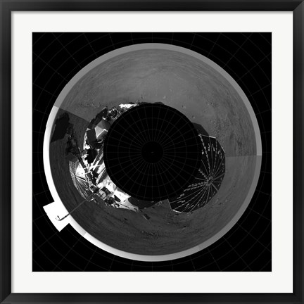 Framed Polar Projection of Mars Print