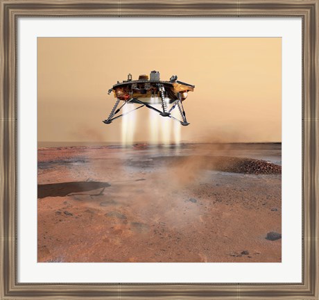 Framed Phoenix Mars Lander Arriving on Mars Print