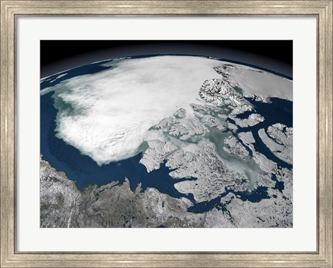 Framed Arctic Sea Ice Above North America Print