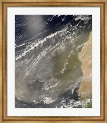 Framed Dust storm off West Africa Print