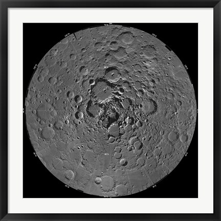 Framed Lunar Mosaic of the North Polar Region of the Moon Print